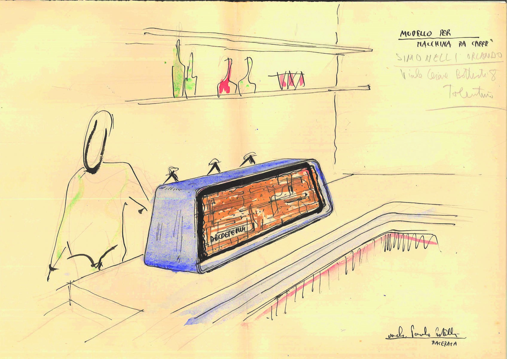   Progetto dell\'architetto Castelli per il design della macchina per espresso Eureka, realizzato per la Nuova Simonelli, (Nuova Simonelli espresso coffee machines).
